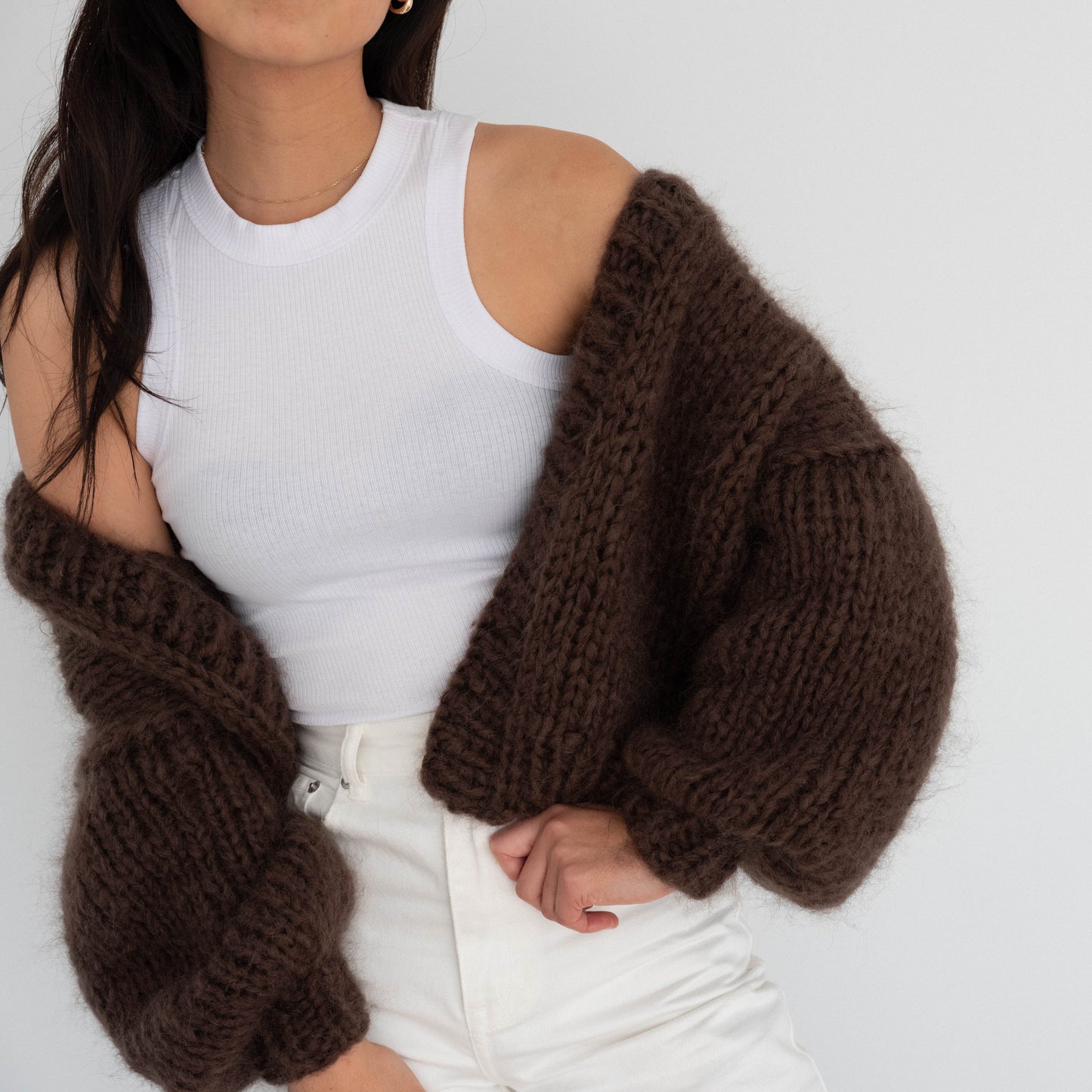 The Cosy Cardigan in Mohair / Bark