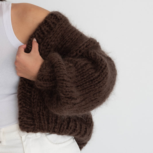 The Cosy Cardigan in Mohair / Bark