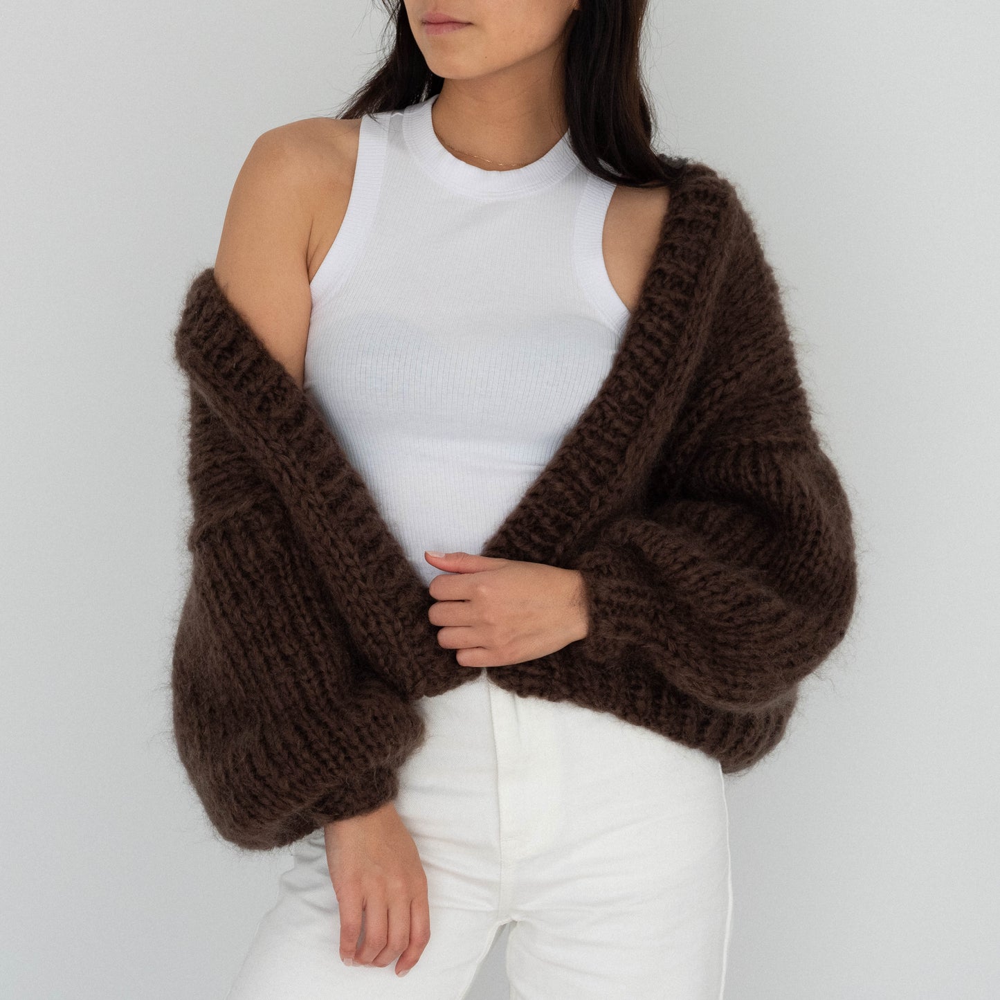 The Cosy Cardigan in Mohair / Bark