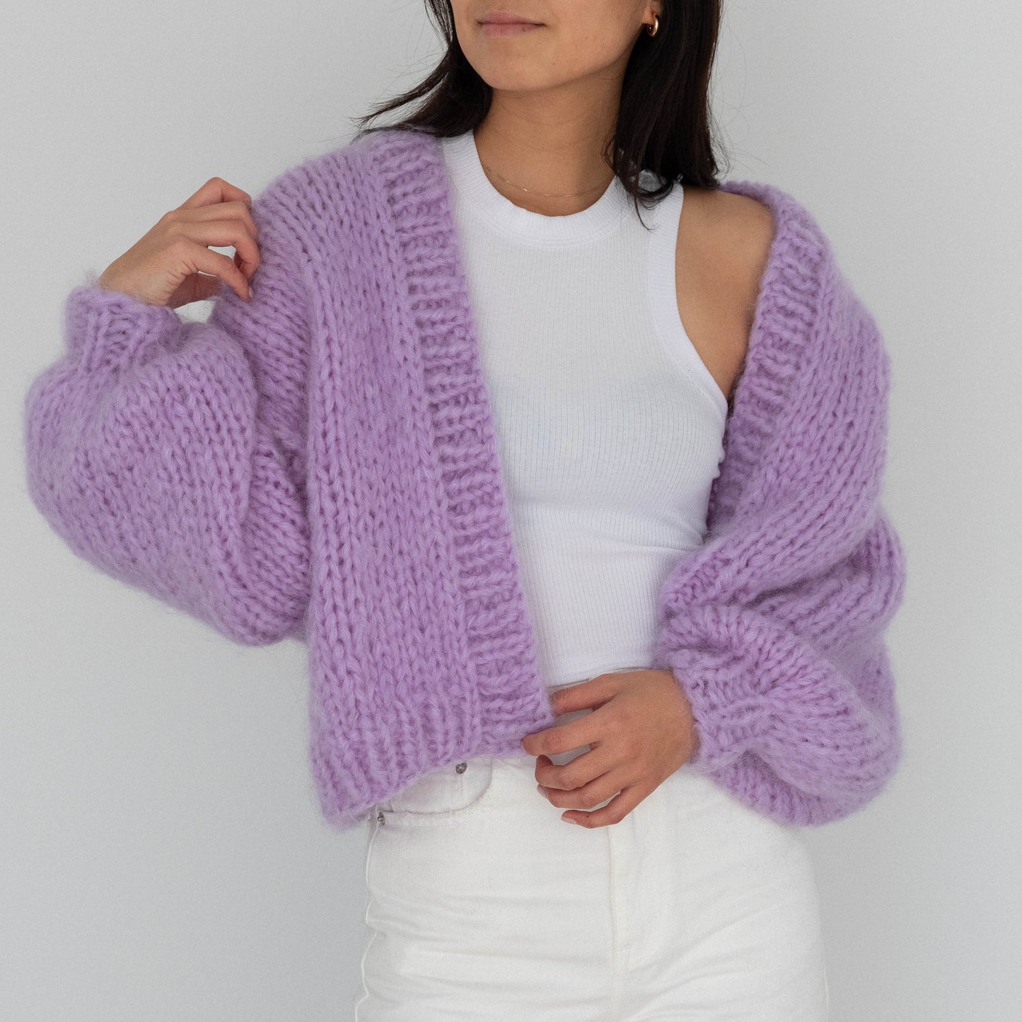 The Cosy Cardigan in Mohair / Lilac