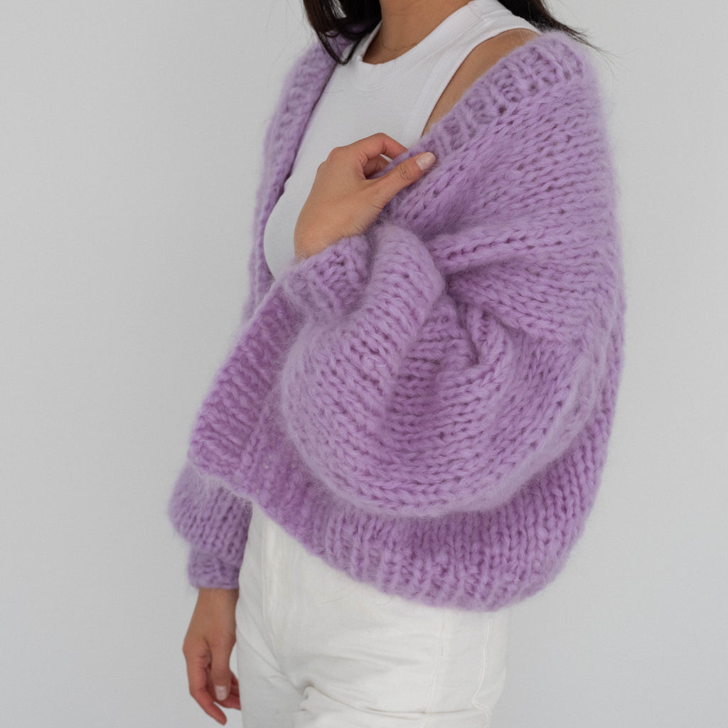 The Cosy Cardigan in Mohair / Lilac