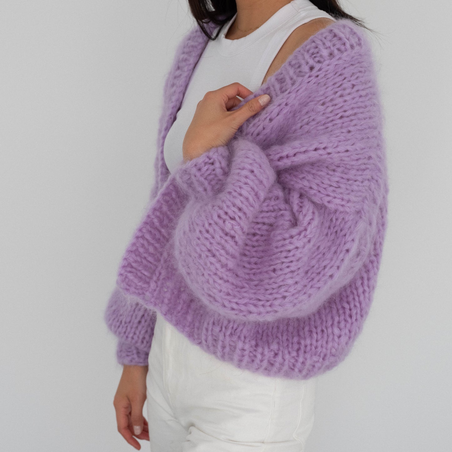 The Cosy Cardigan in Mohair / Lilac