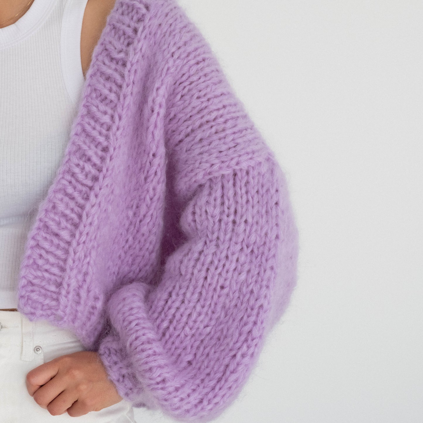 The Cosy Cardigan in Mohair / Lilac