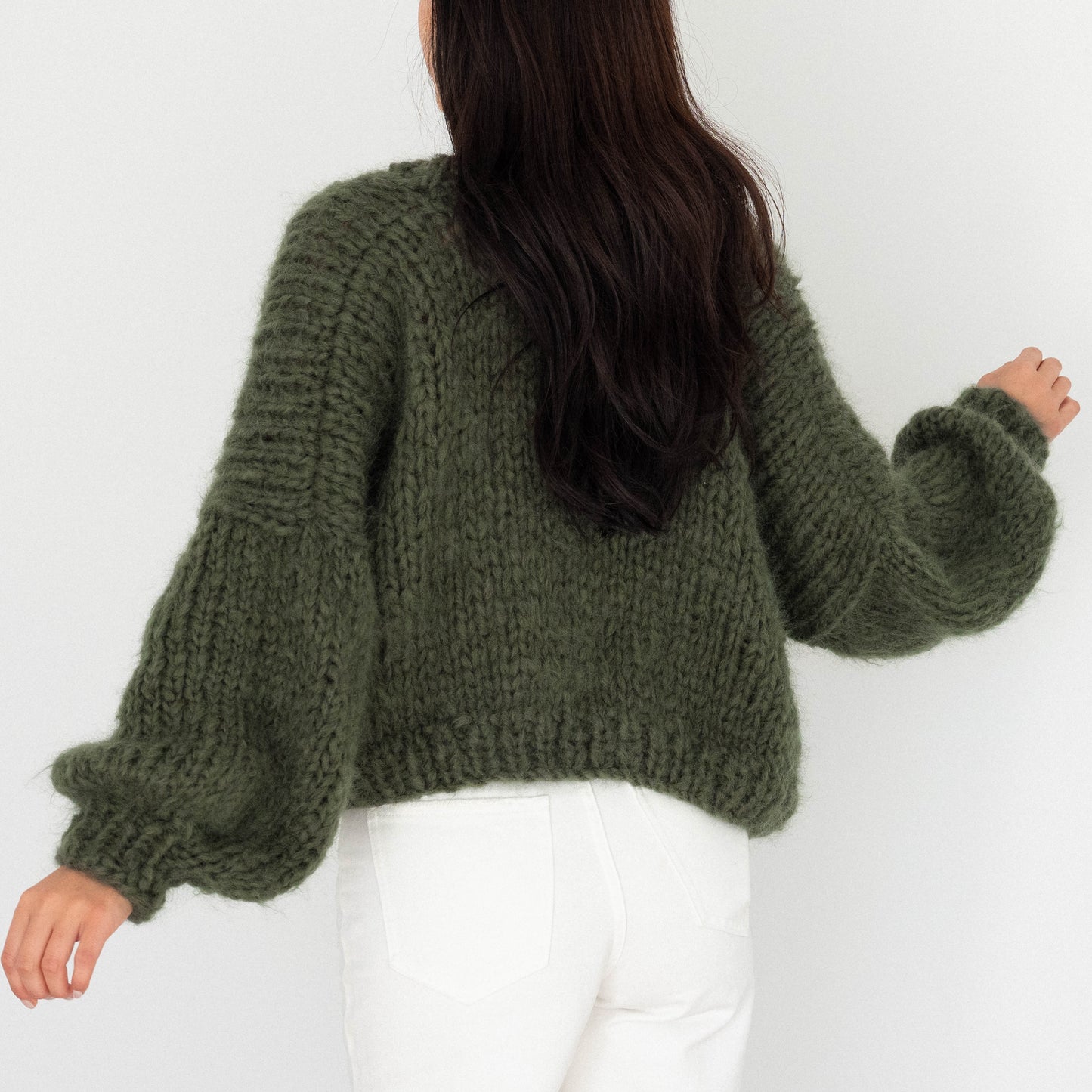 The Cosy Cardigan in Mohair / Fern