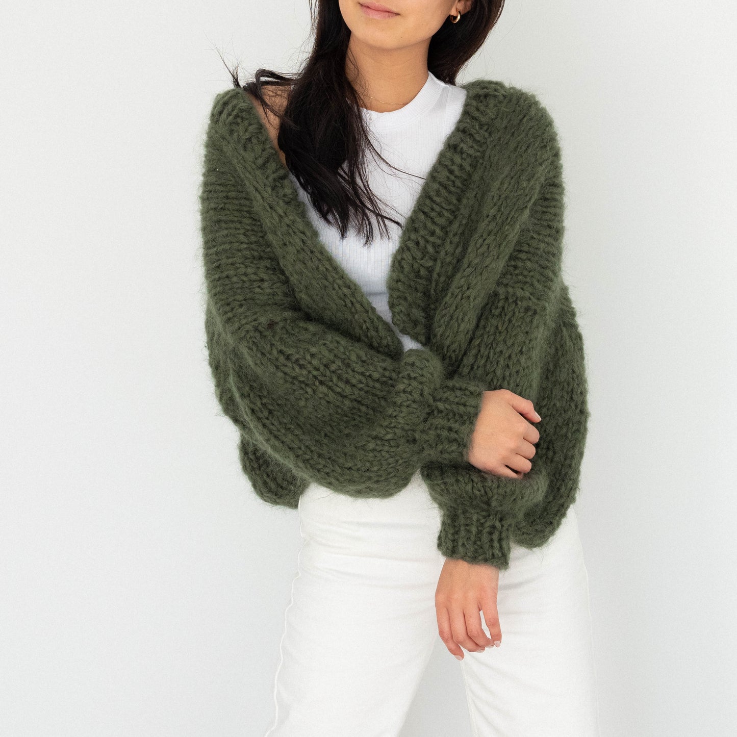 The Cosy Cardigan in Mohair / Fern