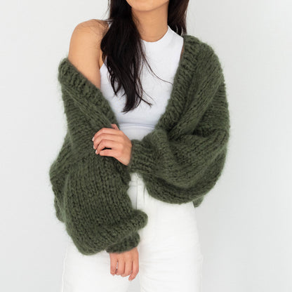 The Cosy Cardigan in Mohair / Fern