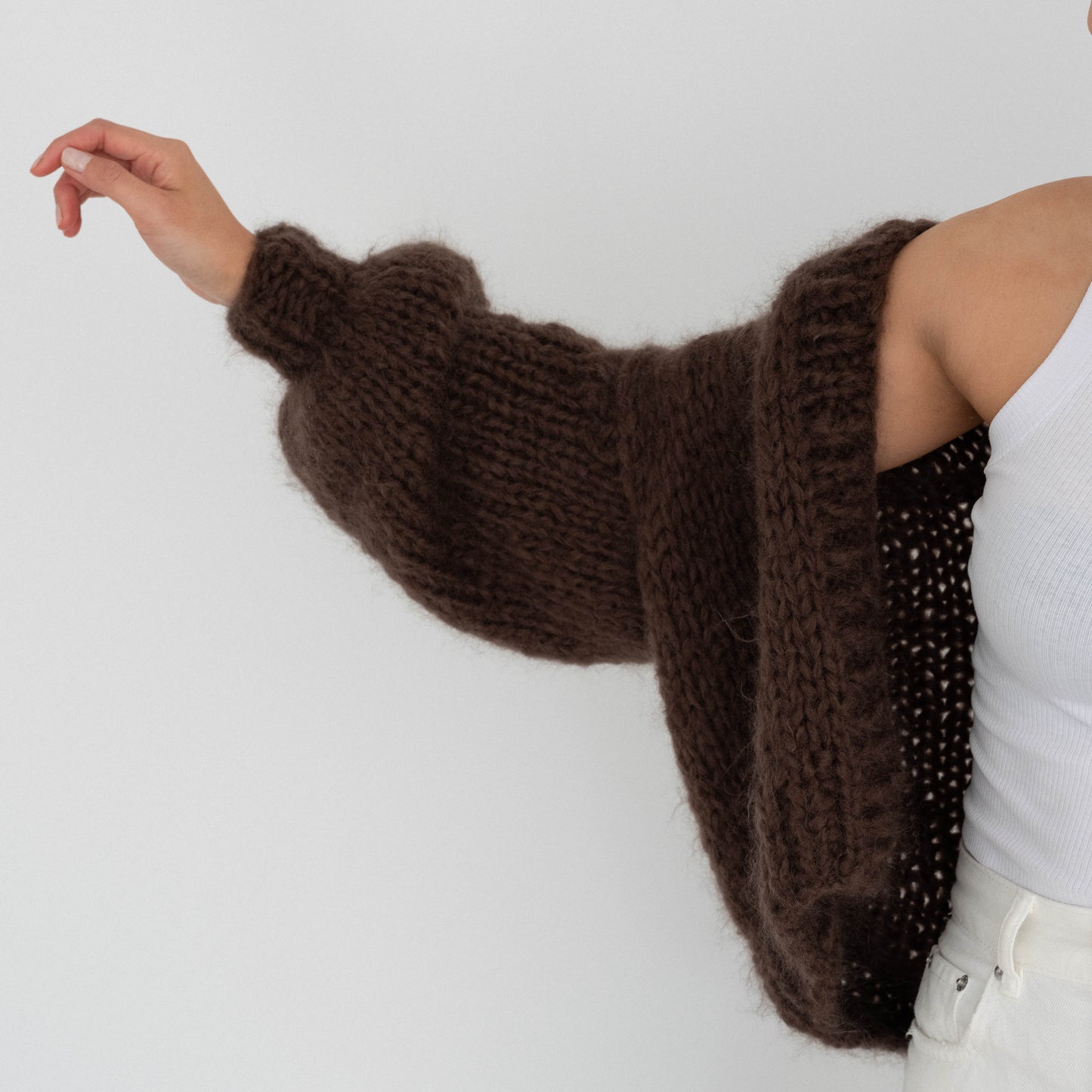 The Cosy Cardigan in Mohair / Bark